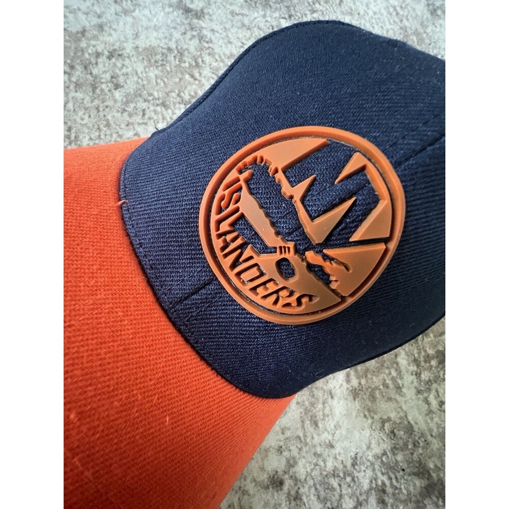 New York Islanders NHL Snapback Hat Cap Navy Orange Rubber Logo Adjustable